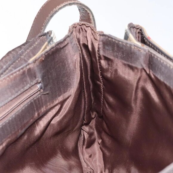 Burberrys Nova Check Shoulder Bag Canvas Beige Gold Auth 114798 - Picture 10 of 16